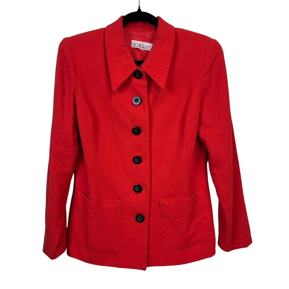 Vintage TotonKo Red Wool Blazer 90s Artsy Jacket Women’s